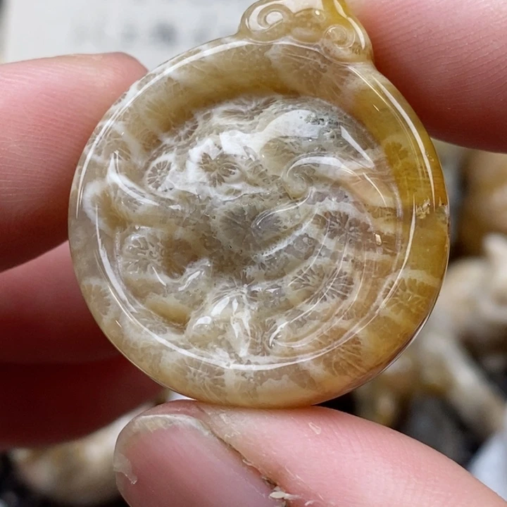 颈饰未镶嵌硅化珊瑚（珊瑚玉）小