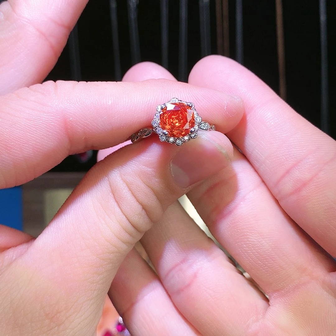 石榴石（芬达石）戒指银S925镶嵌