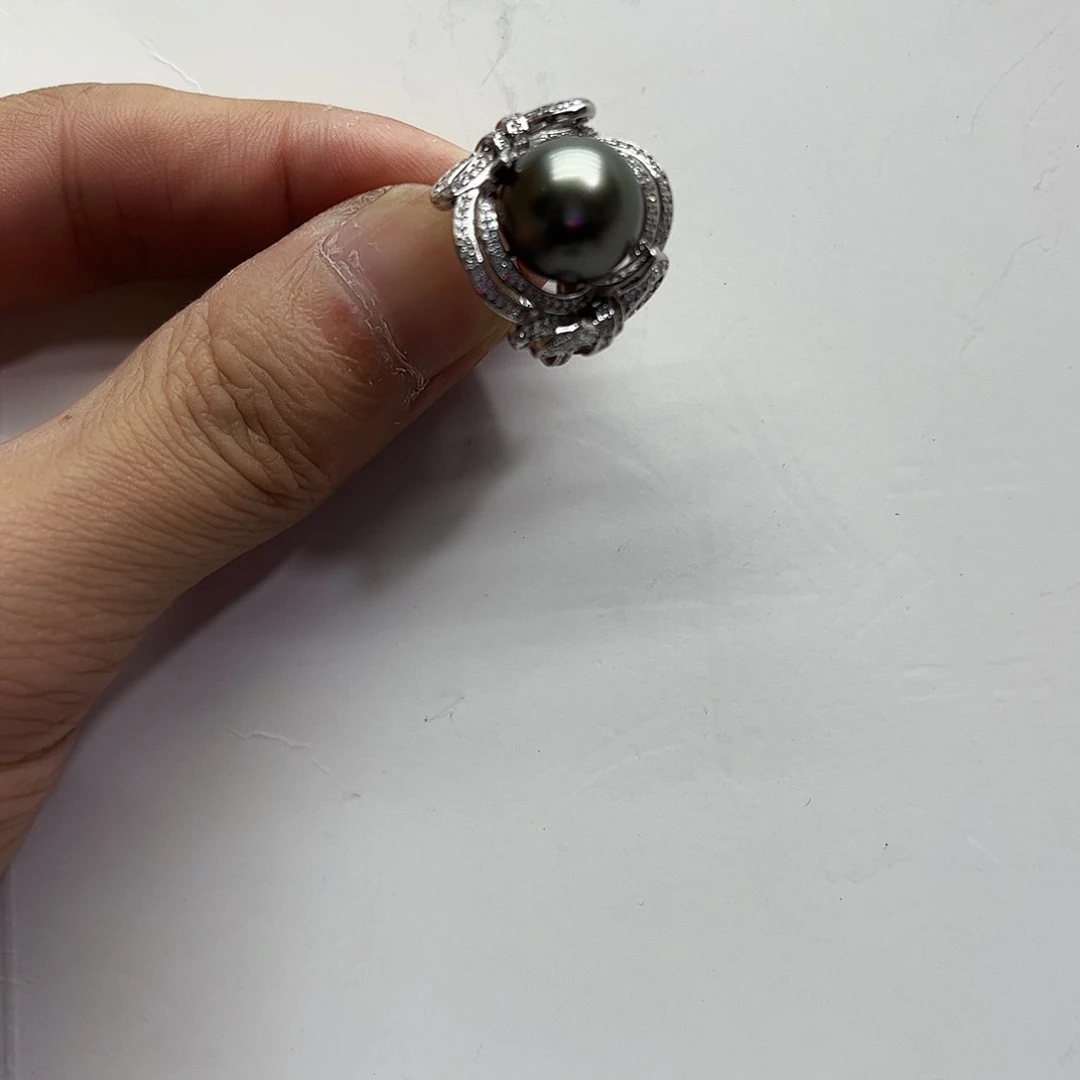 海水珍珠戒指银S925镶嵌