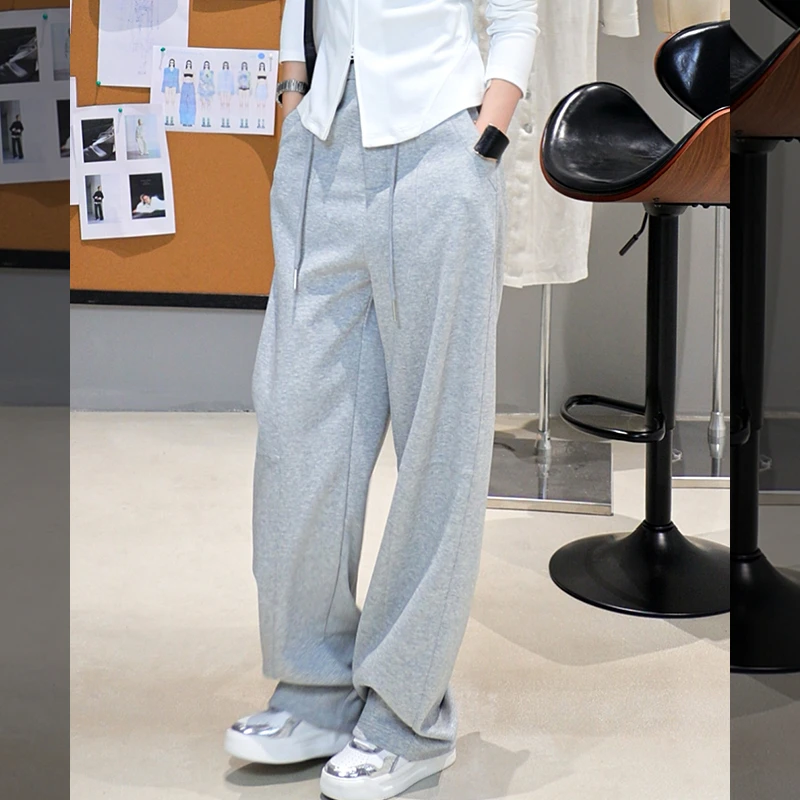 溶溶T【瘦腿堆堆裤】RONG高腰压线设计剪裁显瘦百搭休闲裤256038