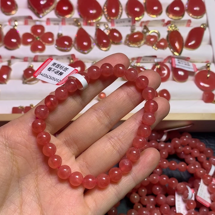 菱锰矿（红纹石）未镶嵌手绳7mm