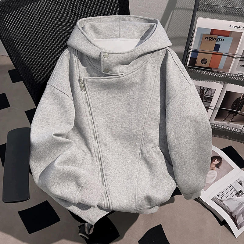 jtrt美式复古连帽拉链开衫卫衣男女秋冬季小众设计高级感百搭外套