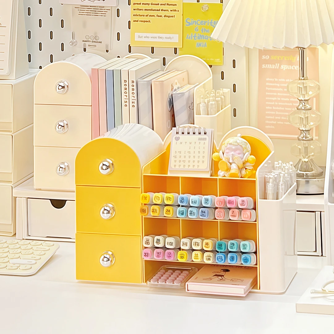 桌面笔筒收纳盒斜插式学生书桌文具书本整理盒马克笔桶书立置物架