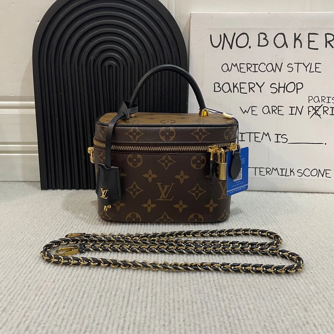 95新 LouisVuitton/路易威登 vanity 拼色老花化妆盒包