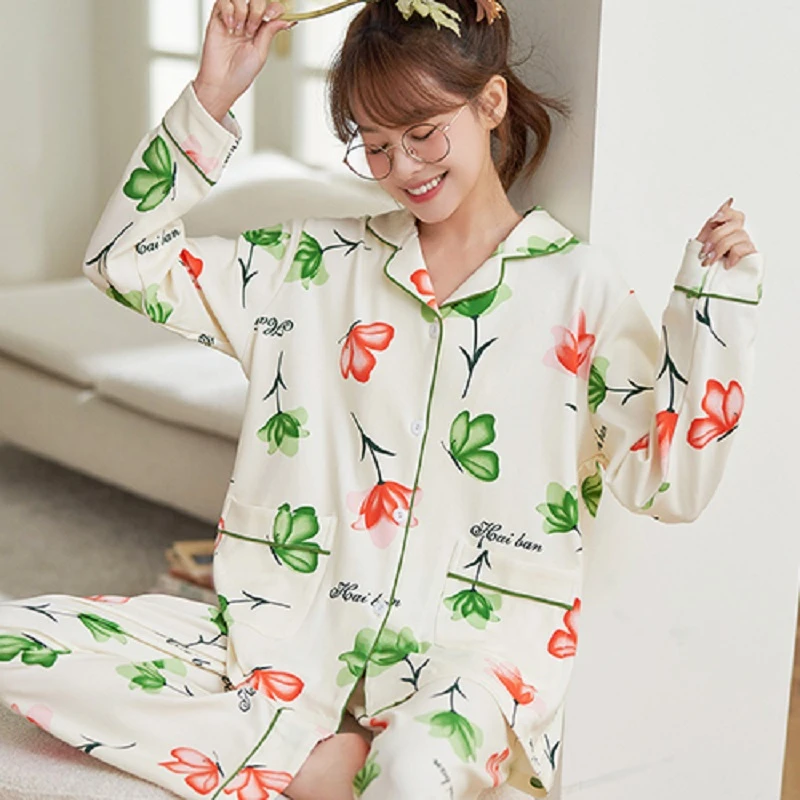 睡衣女秋冬新款2025年长袖可爱卡通女士可外穿大码休闲家居服套装
