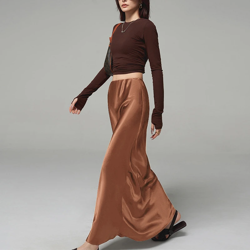 半身裙女2025春夏季新款缎面高级光泽感修身垂感显瘦法式长裙半裙