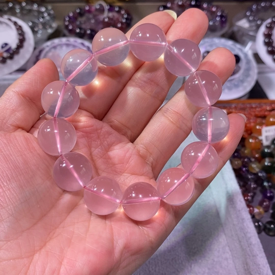 水晶手链未镶嵌粉晶15+