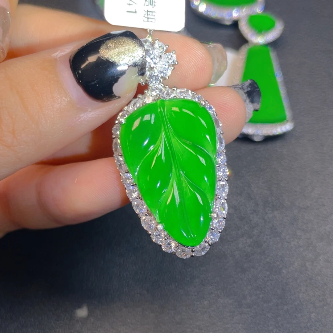 翡翠银S925镶嵌挂件bbb