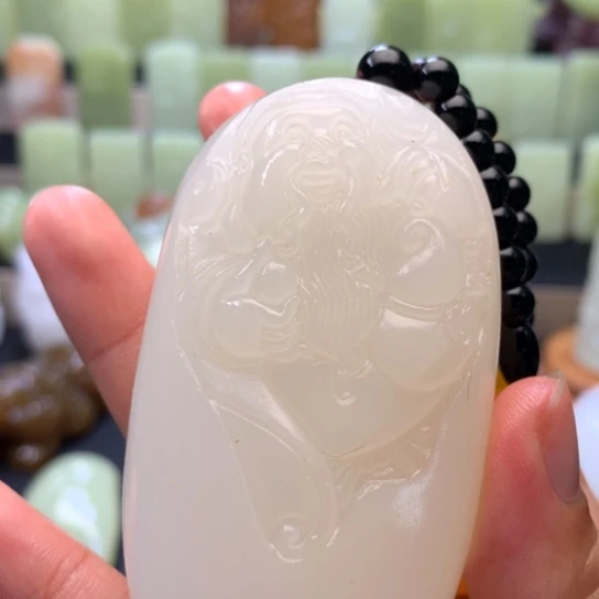 石材方解石手把件