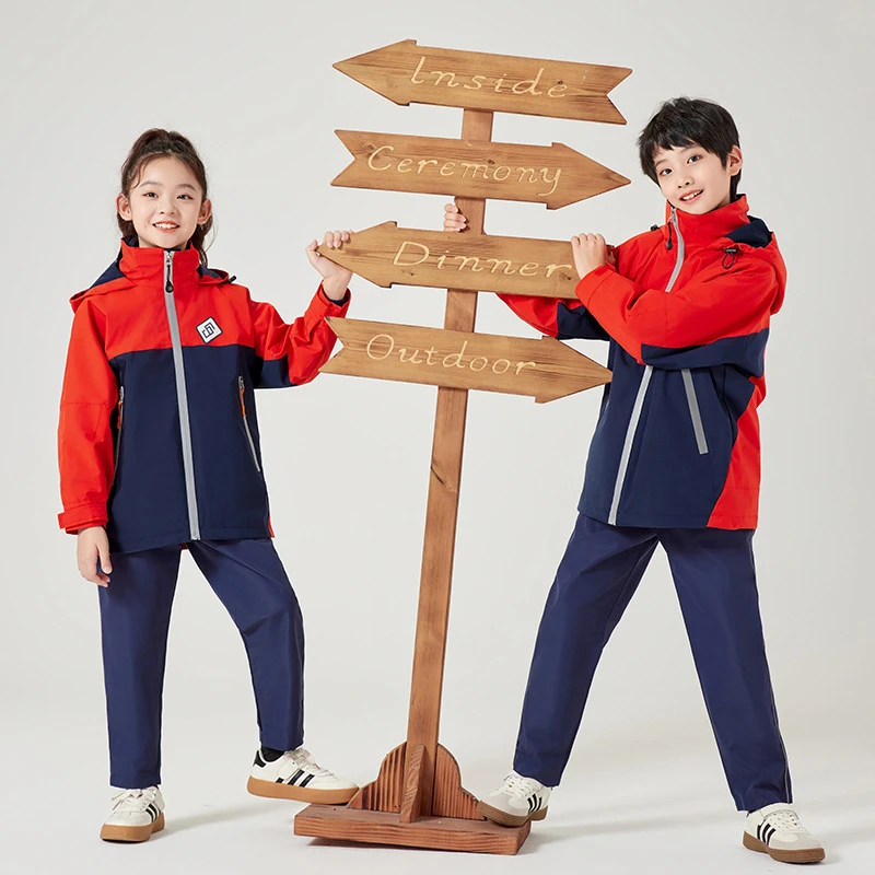 B类中学生校服儿童冲锋衣套装幼儿园园服秋冬装小学生班服羽绒三