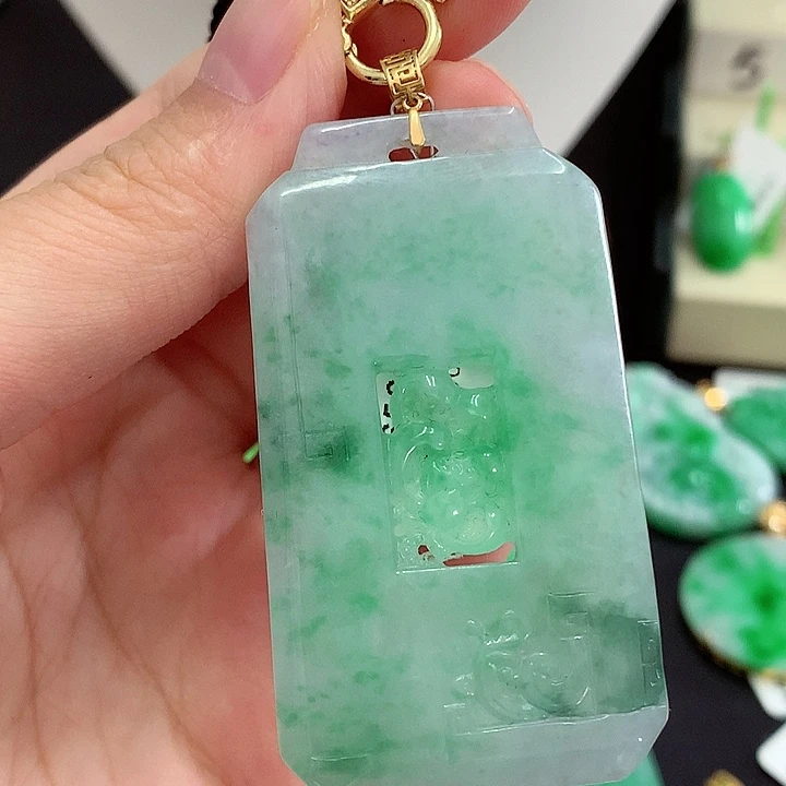 翡翠18K金镶嵌吊坠(不含链)༺****༻