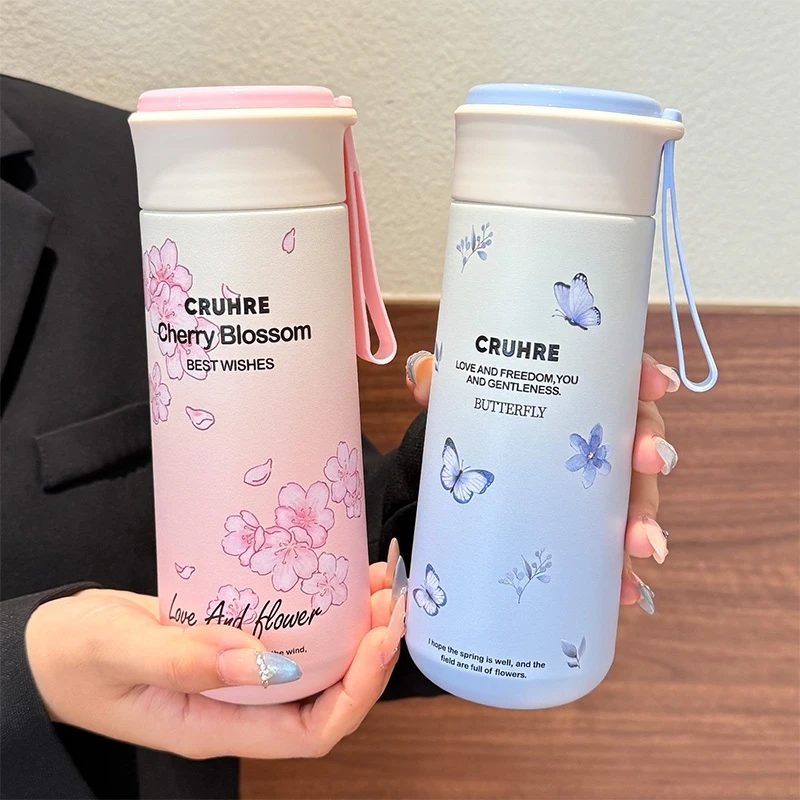 水杯保温杯女2025新款中学生高颜值带茶隔茶水分离办公室泡茶杯子