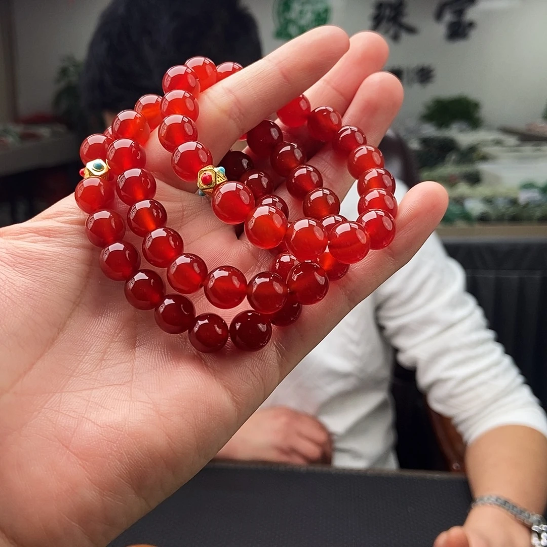 玛瑙/玉髓未镶嵌手串 颜色多样性发拍一发一