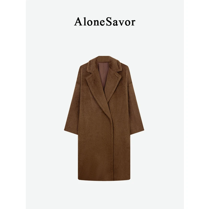【ALONE SAVOR】龍喜儿冬季高端苏丽+羊毛大翻领呢大衣V755