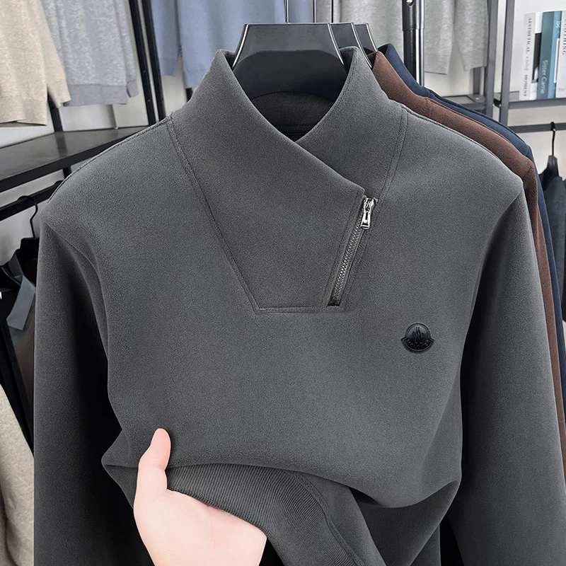 【撤柜款】冬季加绒休闲卫衣男士绵羊毛奥粒绒男装加厚保暖抗寒内搭