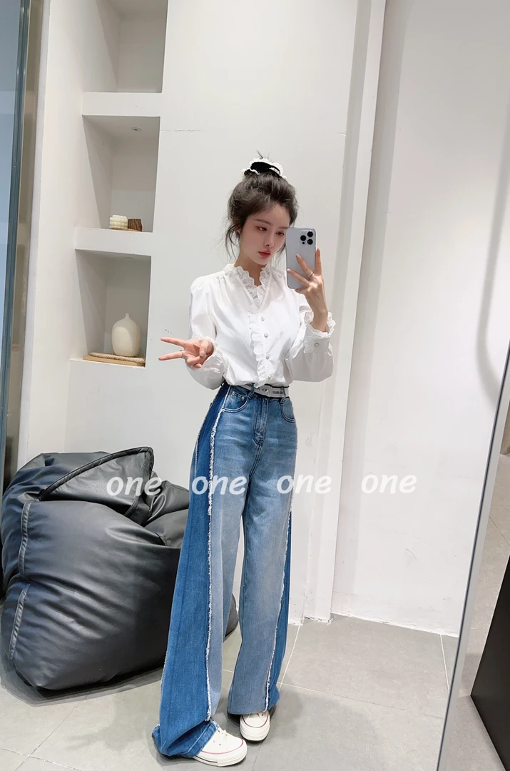 韩系甜美白色衬衣套装