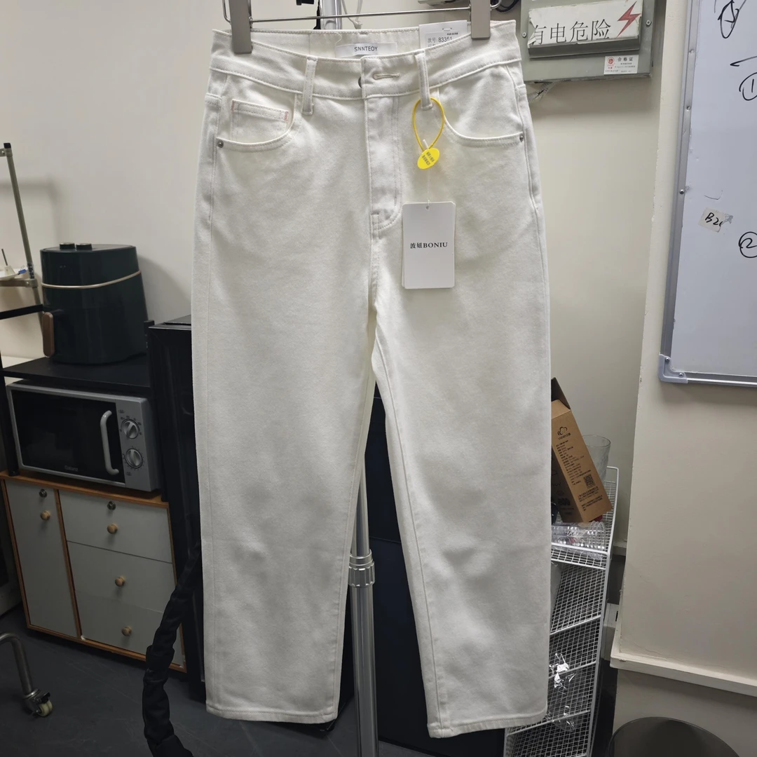 83351早春新款牛仔裤白色休闲百搭少女
