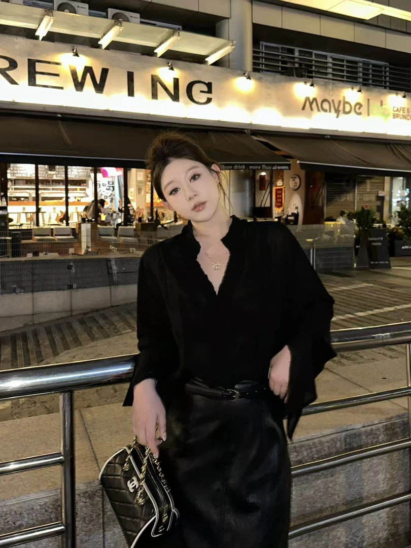 琪琪怪怪大码女装【智性女主】高级感百搭简约纯色衬衫T17808QQ