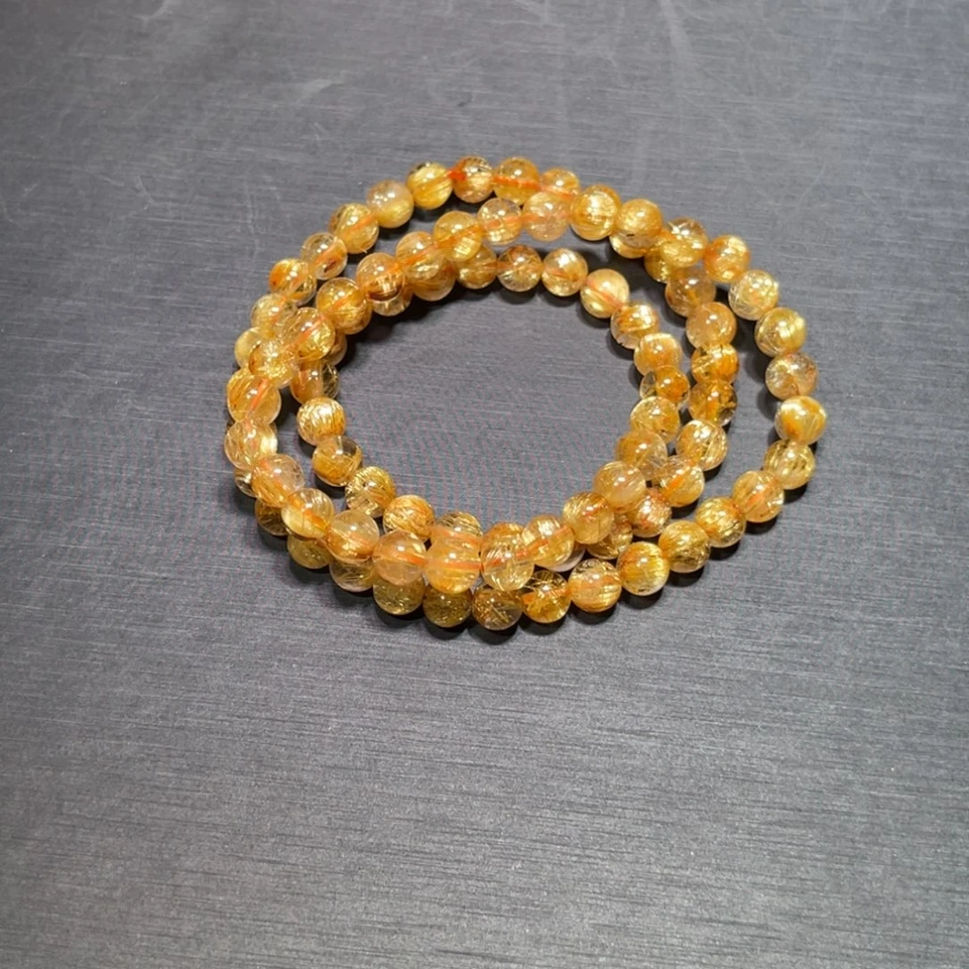 @***）水晶未镶嵌手串金钛晶