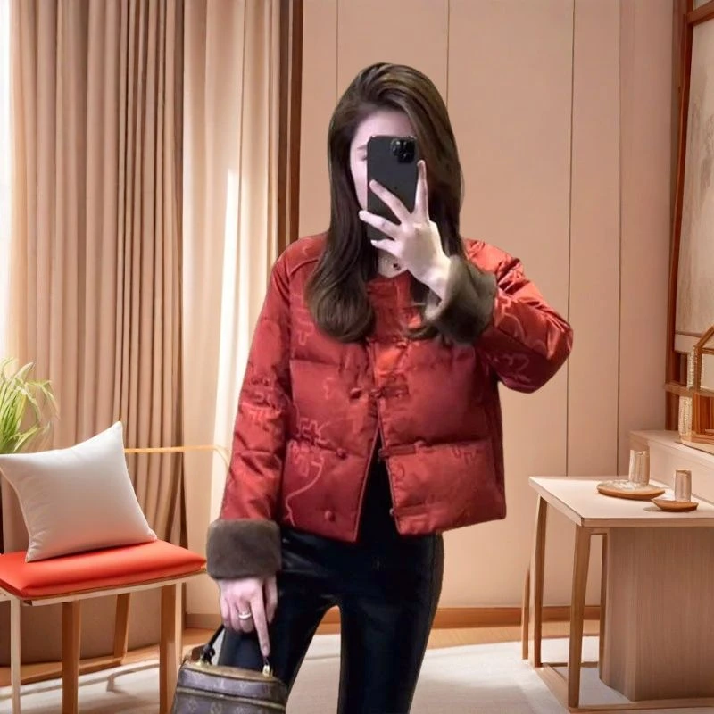 2025新款爆款新中式中国风红色棉服外套女冬季唐装年轻款高端上衣