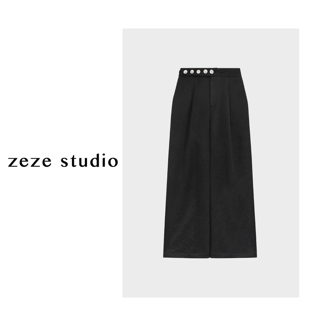 zezestudio【银狮系列】醋酸料金属扣时尚通勤穿搭阔腿裤春夏设计79