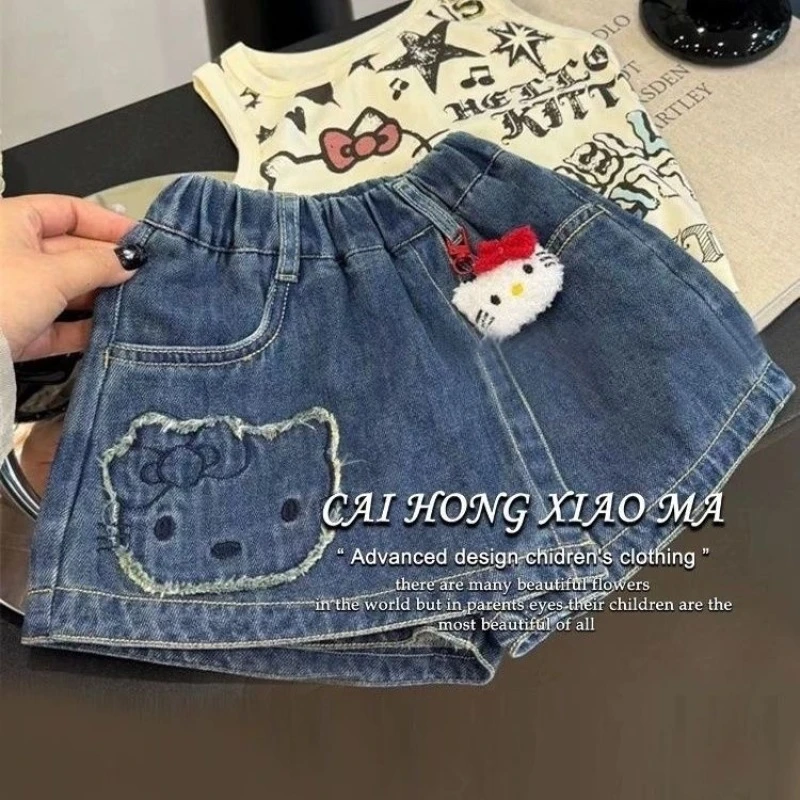 【99269】韩国童装2025夏季新款女童牛仔短裙洋气卡通可爱百搭裤裙