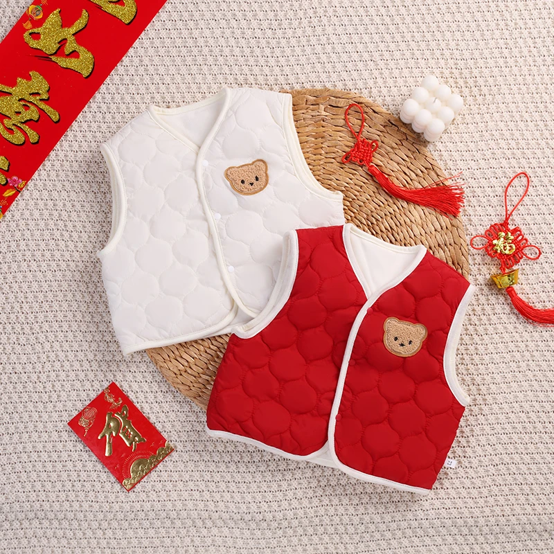 婴儿马甲春秋秋冬冬季加棉马夹保暖加厚夹棉男女宝宝儿童背心坎肩