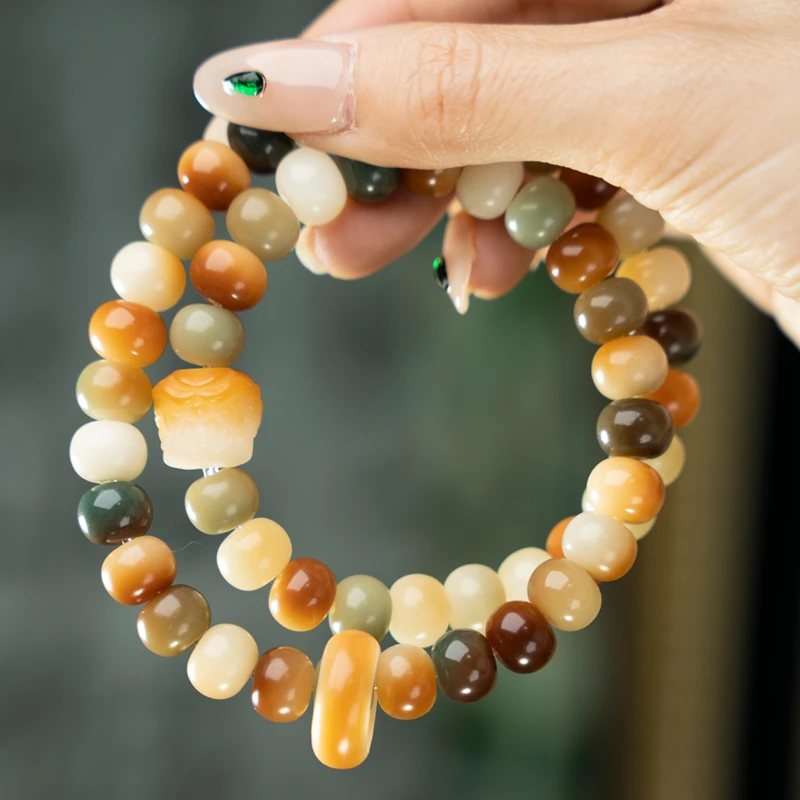 【问天醒狮】多宝色菩提根醒狮双圈手串10mm*8mm