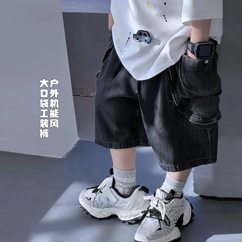 潮牌童装男童短裤夏季男孩五分裤宽松夏装洋气工装中裤5043116O7