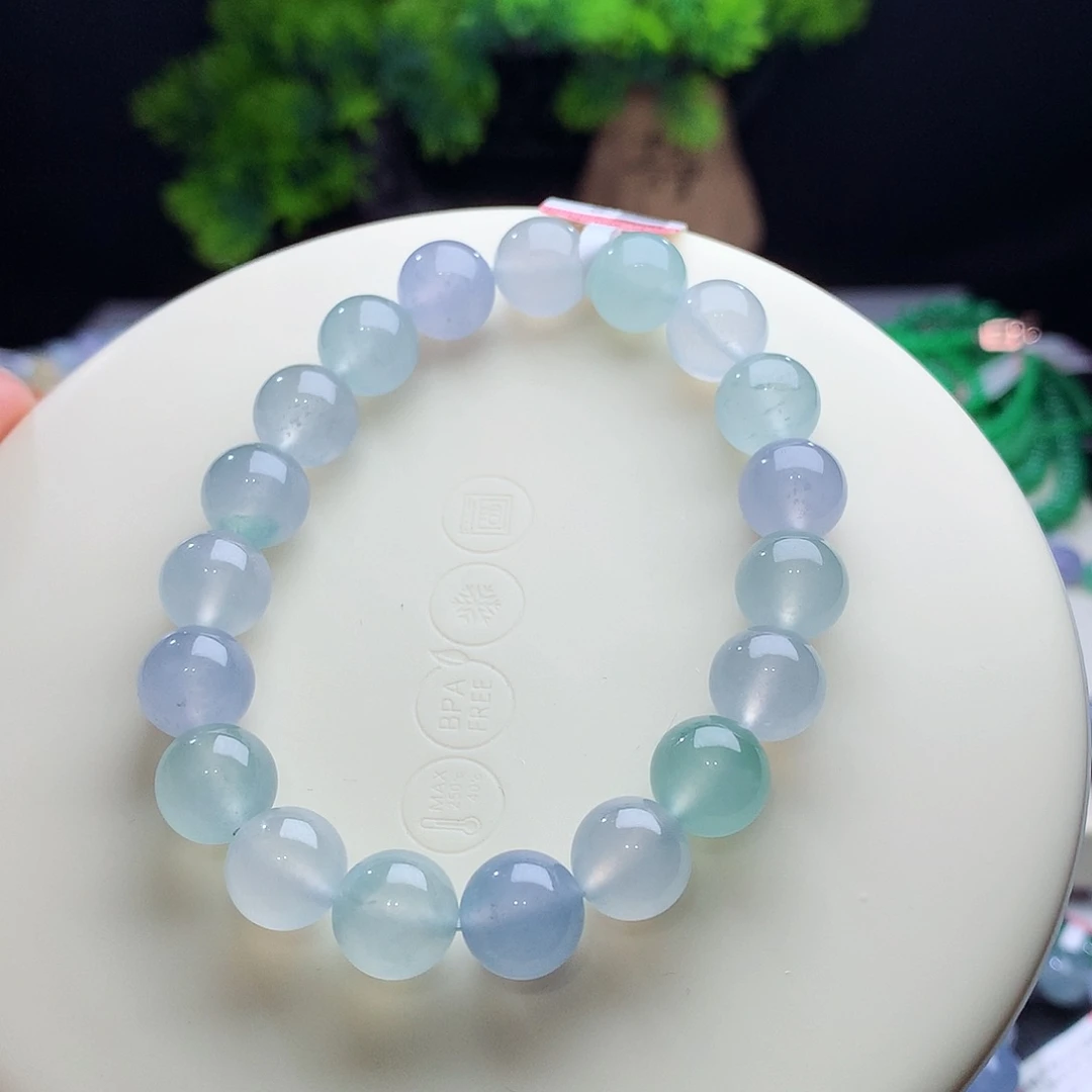 未镶嵌手串翡翠卡10mm高冰起光 梦幻马卡龙