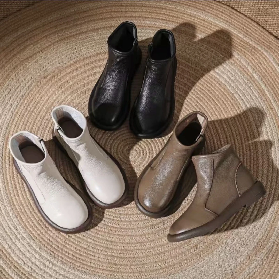 2025时尚舒适防滑复古冬季保暖秋冬圆头马丁靴时尚女鞋女靴单靴