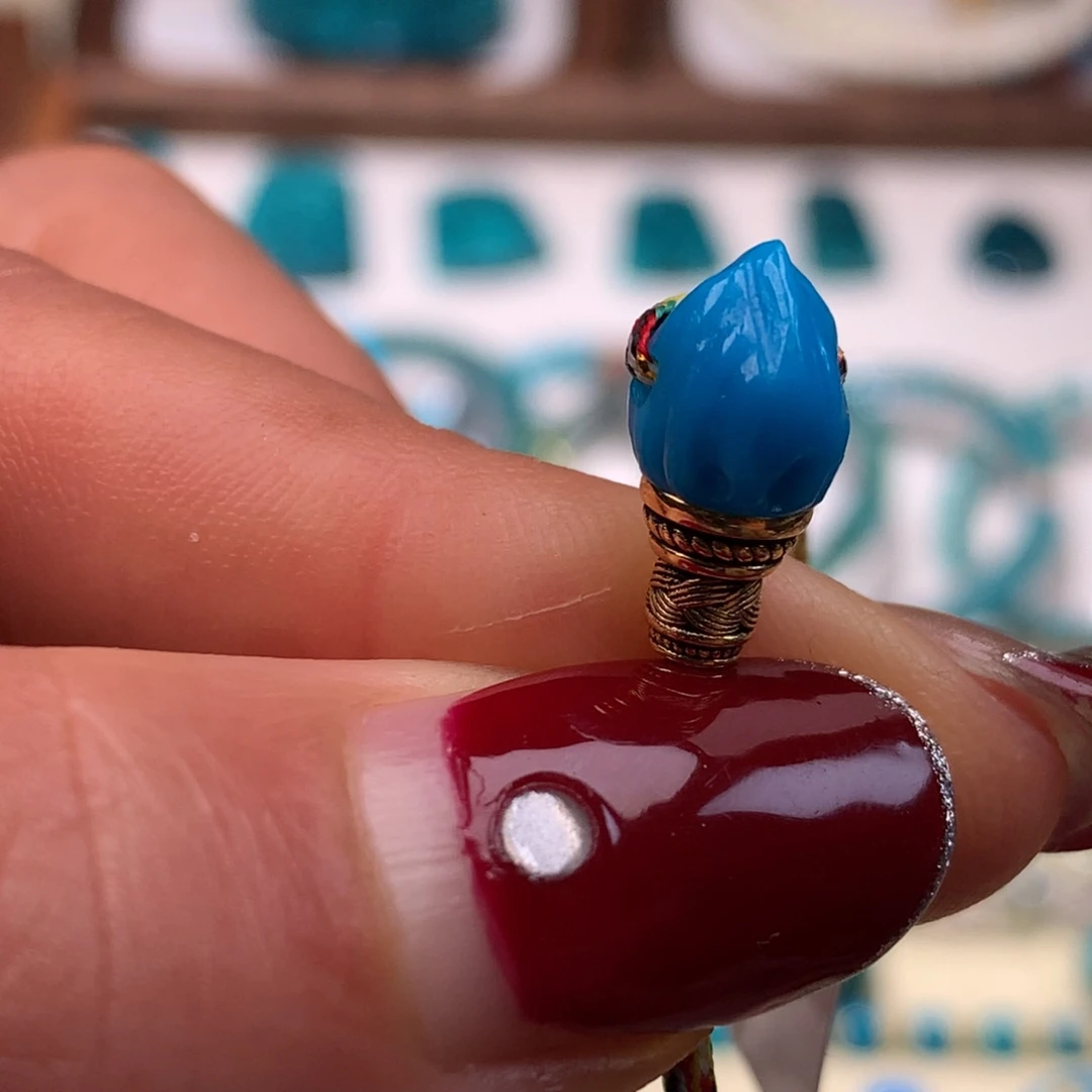 绿松石18K金镶嵌珠宝奇石