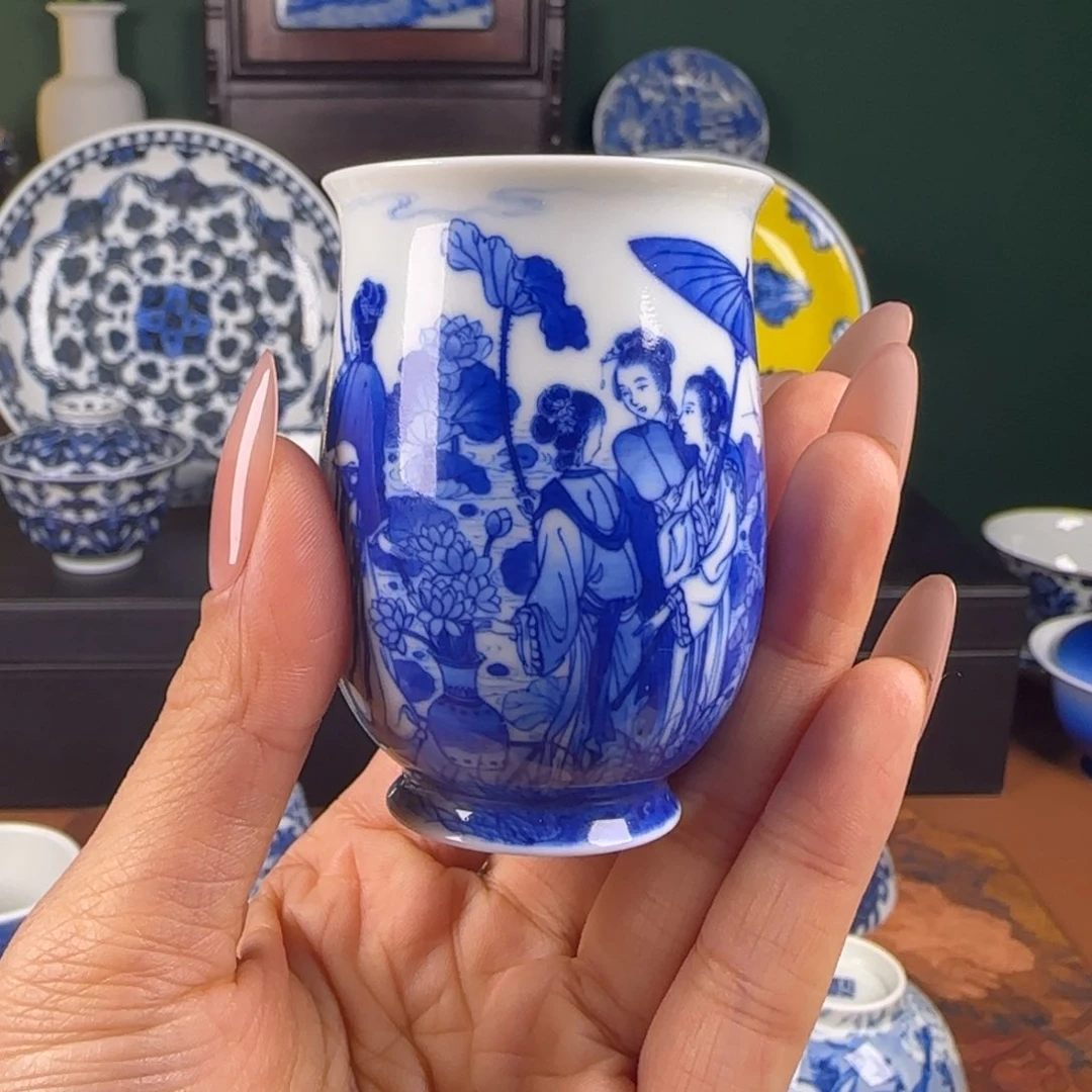 杯糖*子仪贤堂采莲图杯