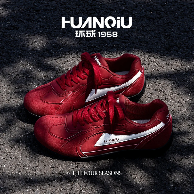 环球时尚百搭内增高赛车鞋2025男士轻奢潮流复古德训鞋低帮休闲鞋
