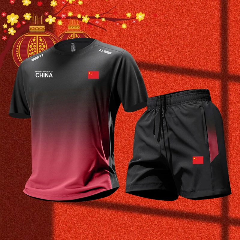 中国队男士China羽毛球服男夏季速干衣健身套装乒乓乒乓球运动服