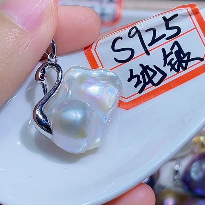 淡水珍珠银S925镶嵌颈饰