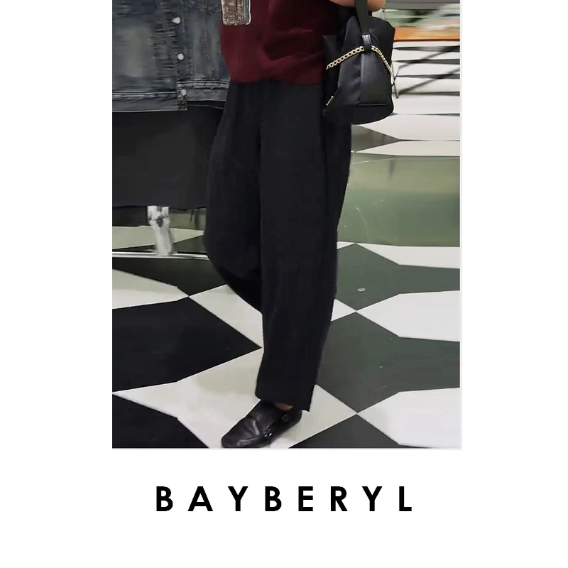BAYBERYL老贝早班裤*羊毛松紧腰通勤百搭秋休闲裤XXK5E2824-7/30