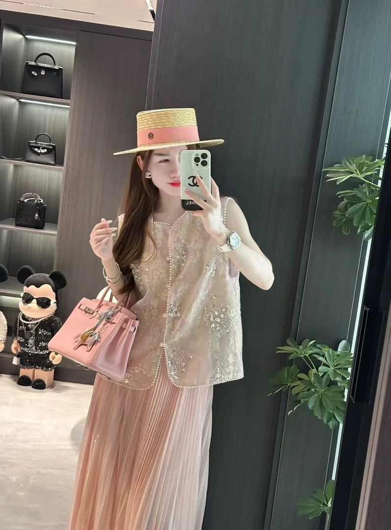 刺绣单排扣国风刺绣夏季无袖衬衫6168