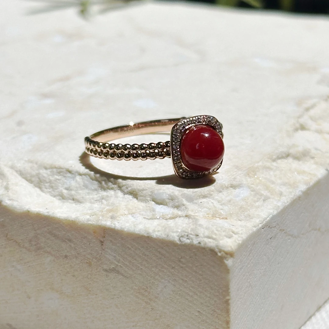 天然阿卡18K金戒指-202011