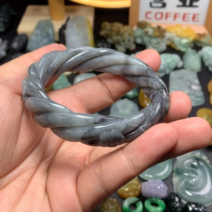 翡翠未镶嵌颈饰麻花手镯58.7圈口