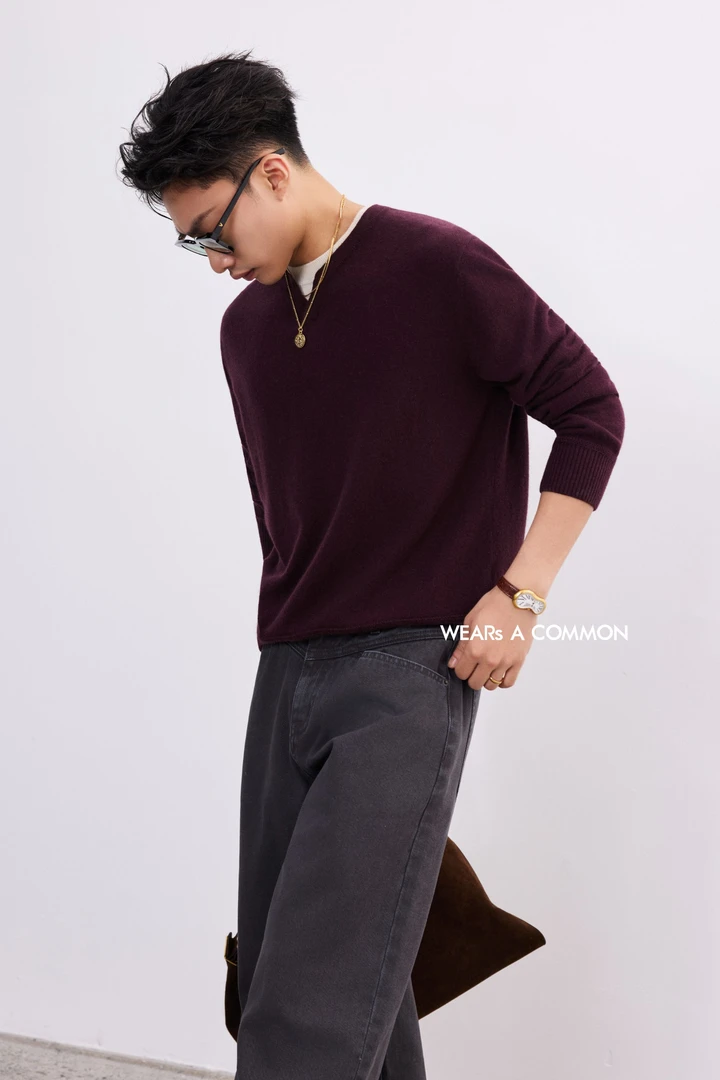 WAC余三火12针超柔进口奢华羊毛浣熊绒假两件软糯打底长袖毛衣