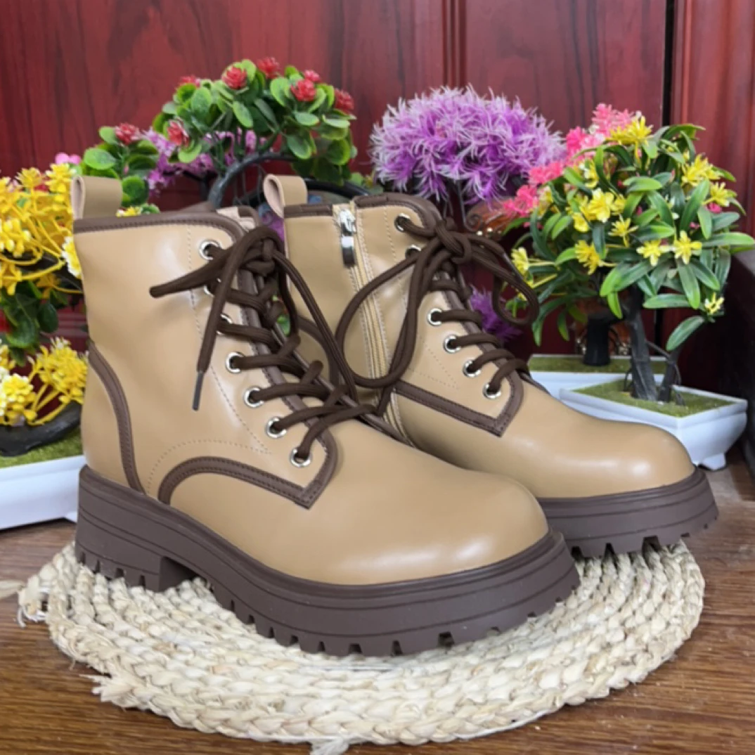 缘缘圆头系带四季百搭时尚潮流女鞋8897