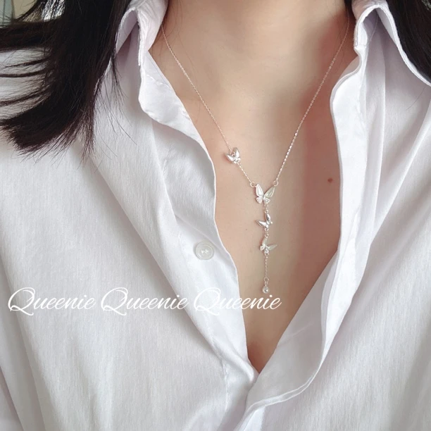 坠链均925银 【蝴蝶流苏】S925纯银蝴蝶流苏项链 气质轻奢时尚百搭