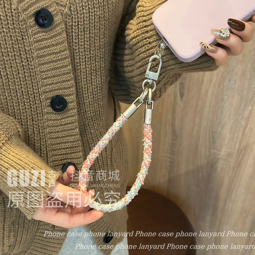 碎花编织手机挂绳原创时尚百搭通用防丢结实手腕短款高级女手机链