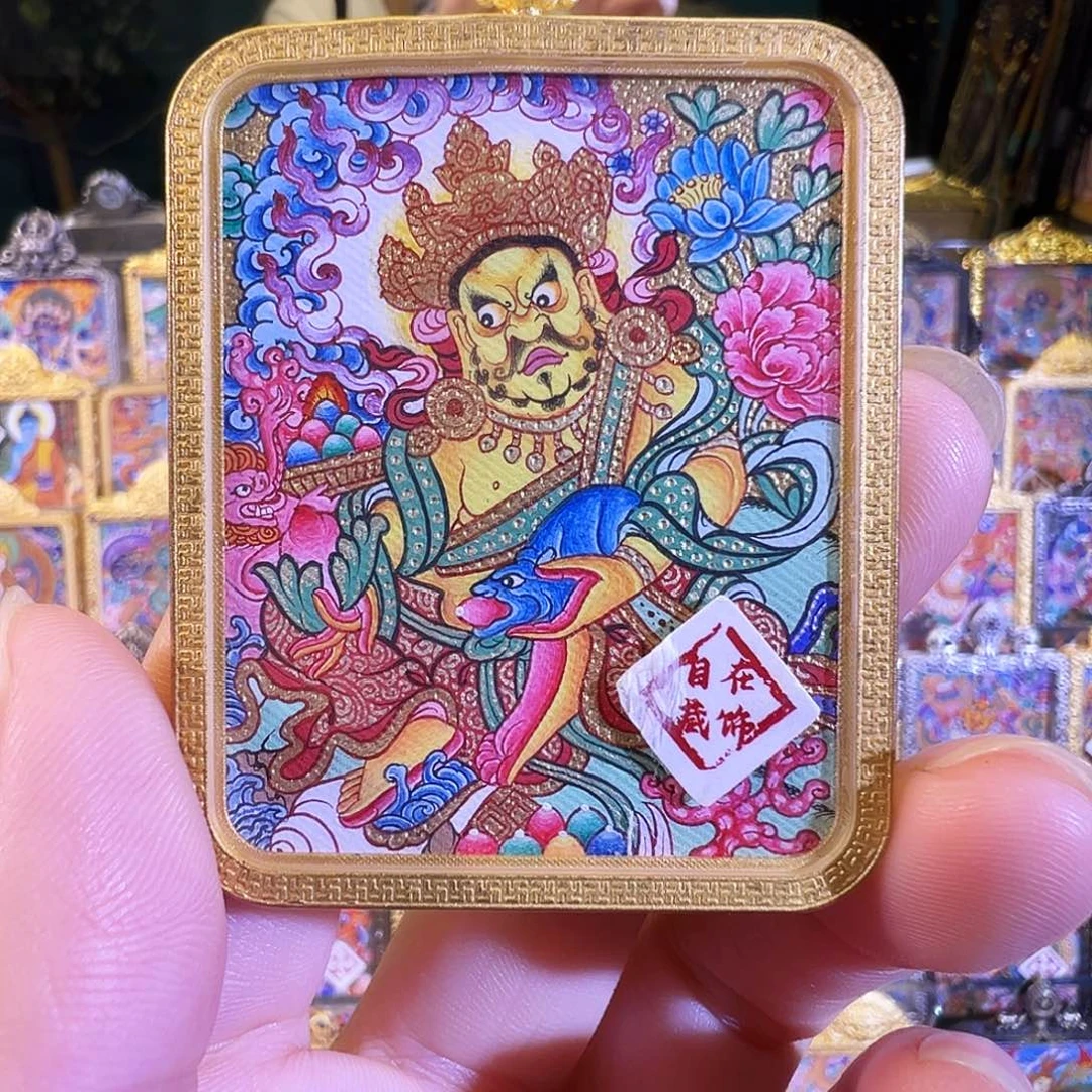 吊坠热贡纯手绘唐卡黄c