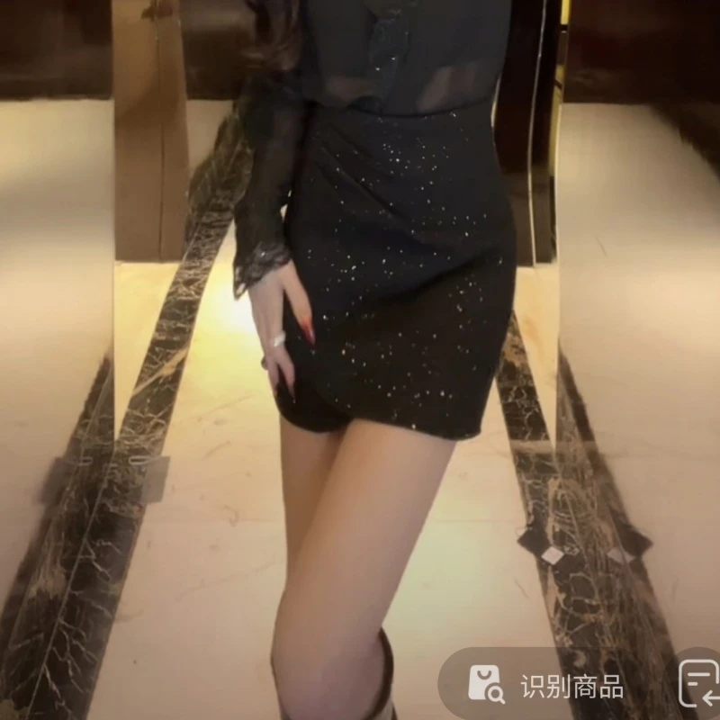 【YING FASHION】莹老板-时尚气质百搭亮钻捏褶半裙 8120058 237