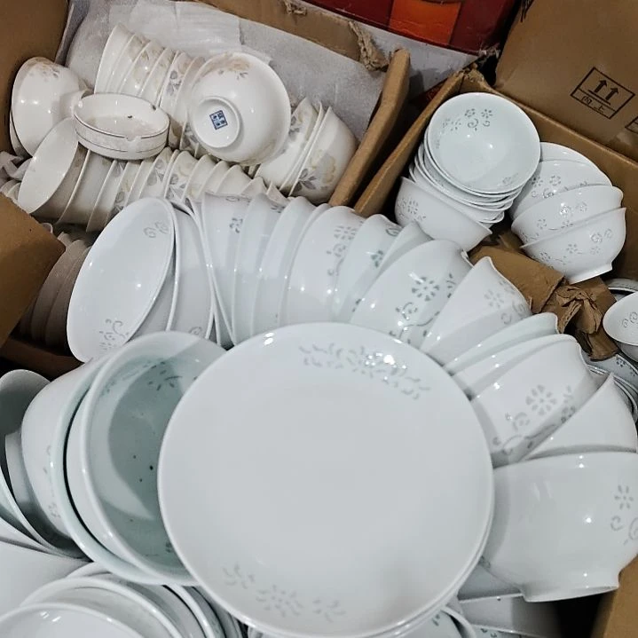 瓷景德镇青瓷玲珑6寸骨碟6个微瑕疵青色