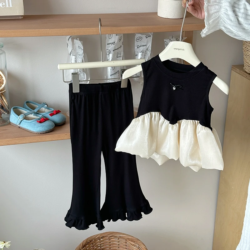 【橘子家】女童背心短裙显瘦长裤两件套夏季新款儿童套装HS62222