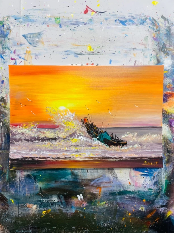 乘风破浪挂画房间画现代装饰画尺寸60.90