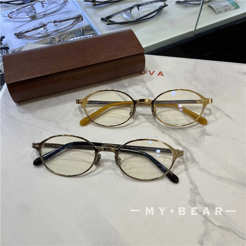 书呆子core轻奢个性窄框老钱风高智感未来感金丝眼镜框方圆斯文镜